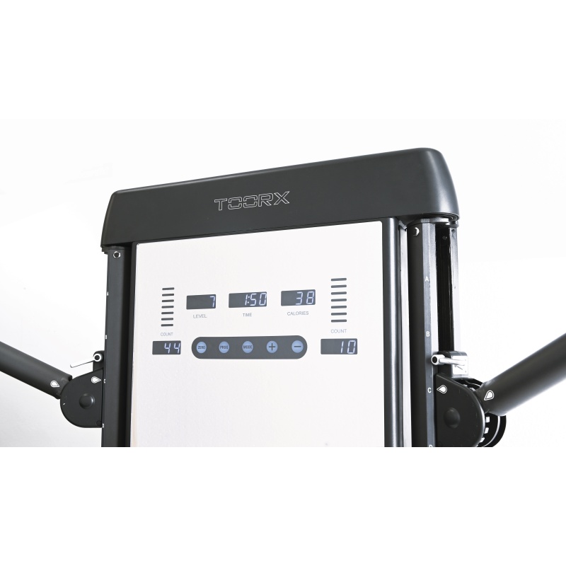 Toorx PRX-5000: Doble Polea Compacta con Resistencia Magnética 50 kg, Brazos Regulables y Consola Espejo