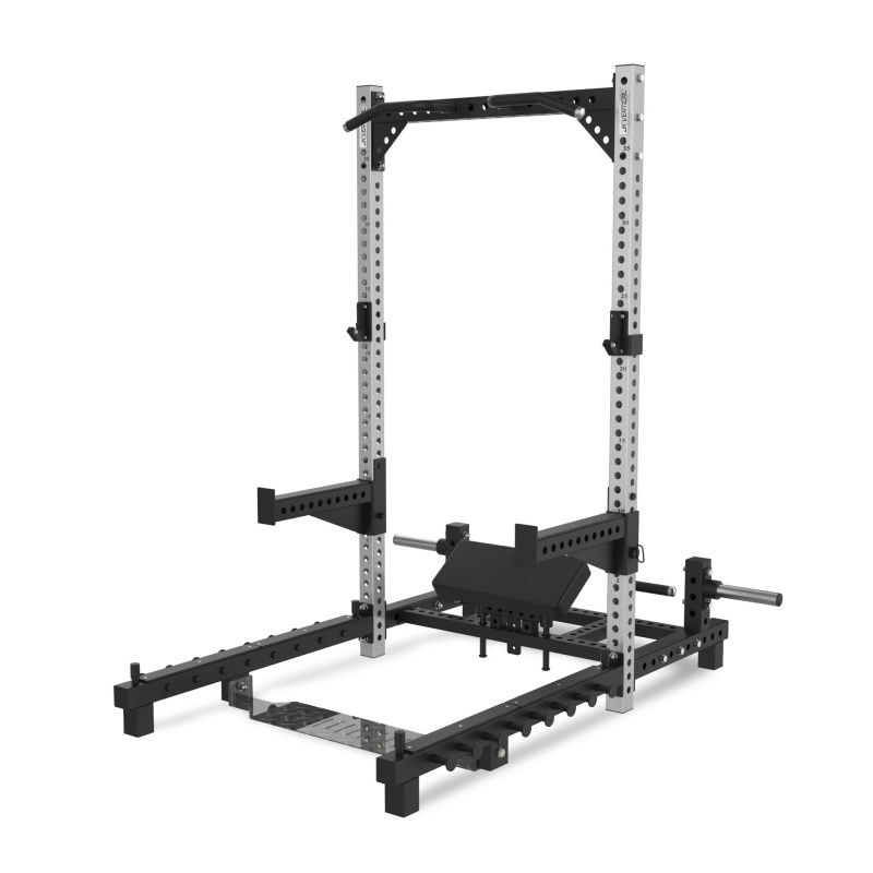 JK Fitness JKV67: Half Rack Multifuncional con Estación de Hip Thrust, Estructura de Acero Reforzado y Accesorios Ajustables