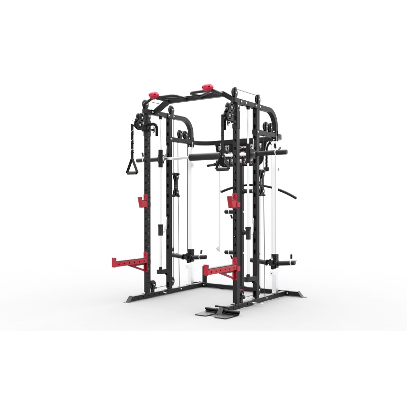 TOORX ASX90: Estación All-in-One 3-en-1 con Smith, Rack y Polea Dual, Estructura de Acero Reforzado y Accesorios Incluidos