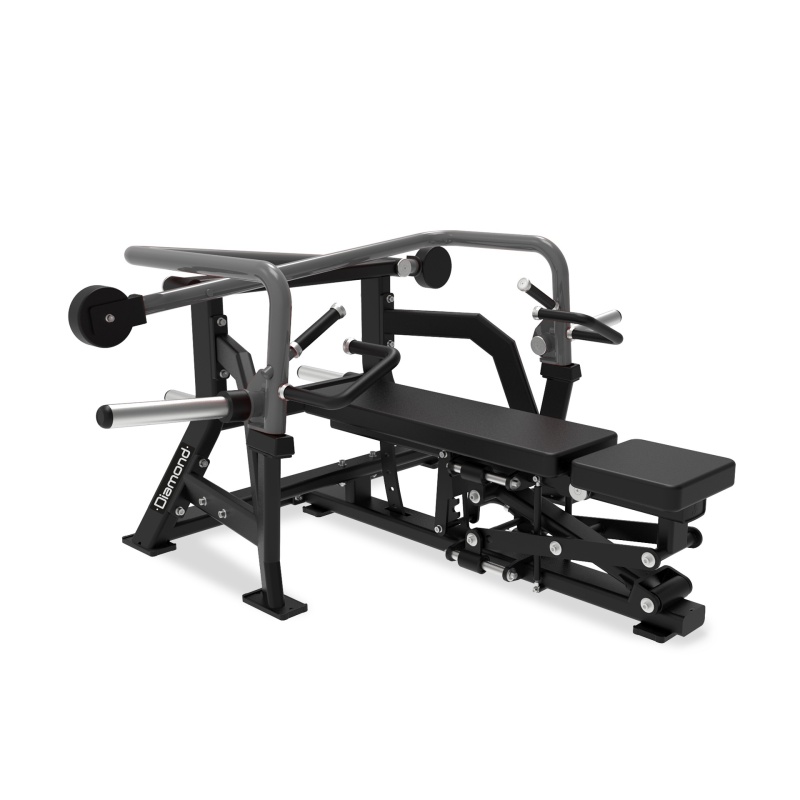 Press de pecho multifunción Diamond PL300-MULTIBENCHPRESS · Plate loaded, asiento inclinable, brazos unilaterales convergentes