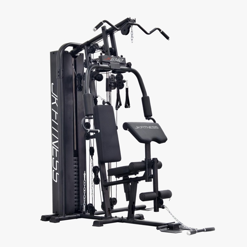 JK Fitness JK6140: Multifunción 80 kg Columna Lateral Ajustable con Doble Polea, Robustez y Ajustes Ergonómicos